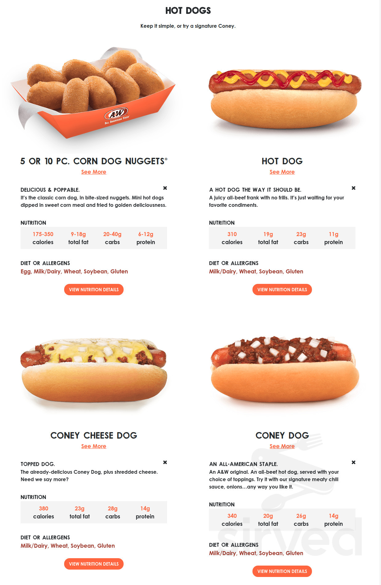 A&W Restaurant menu in Ladera Ranch, California