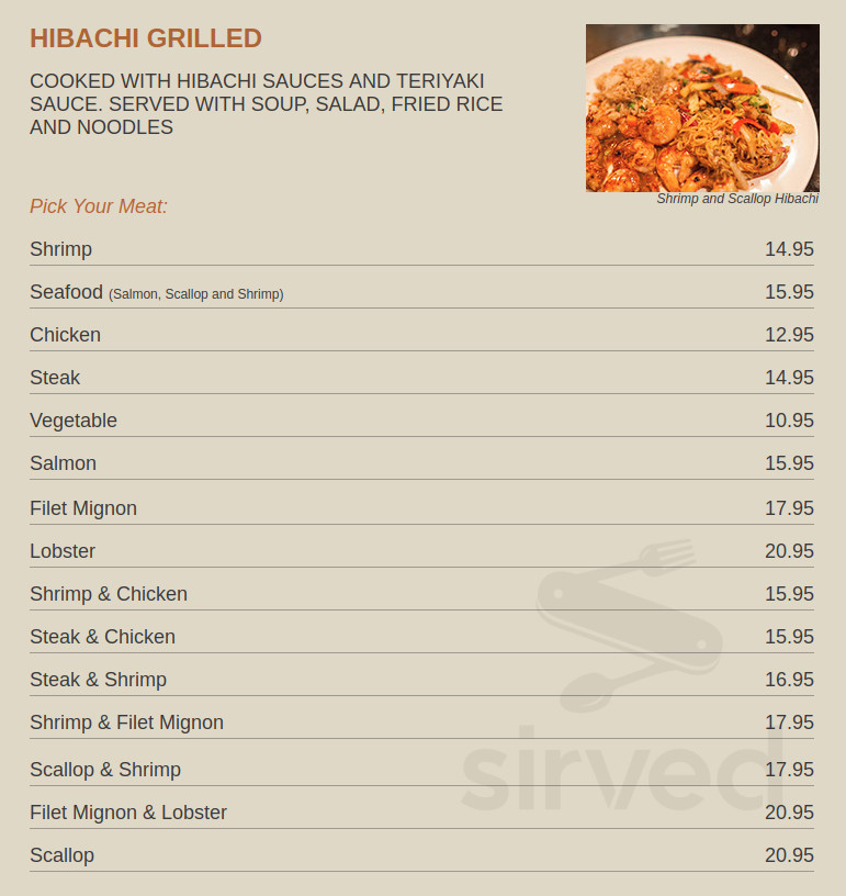 Volcano Sushi Bar & Hibachi menu in Norman, Oklahoma, USA