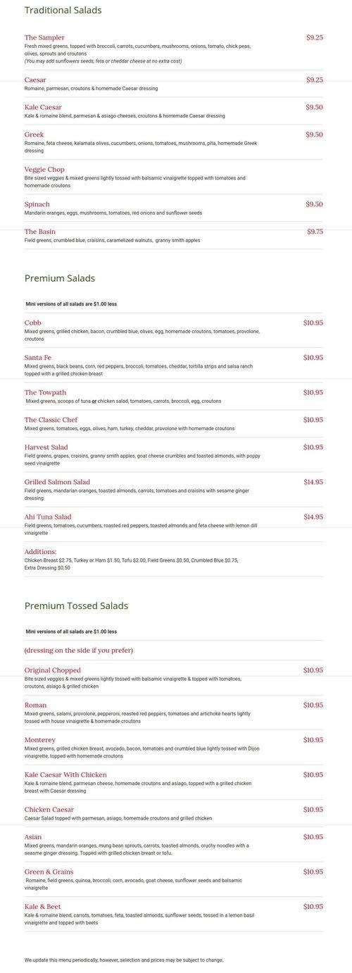 Fruit & Salad Co. menu in Pittsford, New York, USA