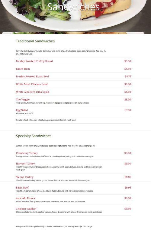 Fruit & Salad Co. menu in Pittsford, New York, USA