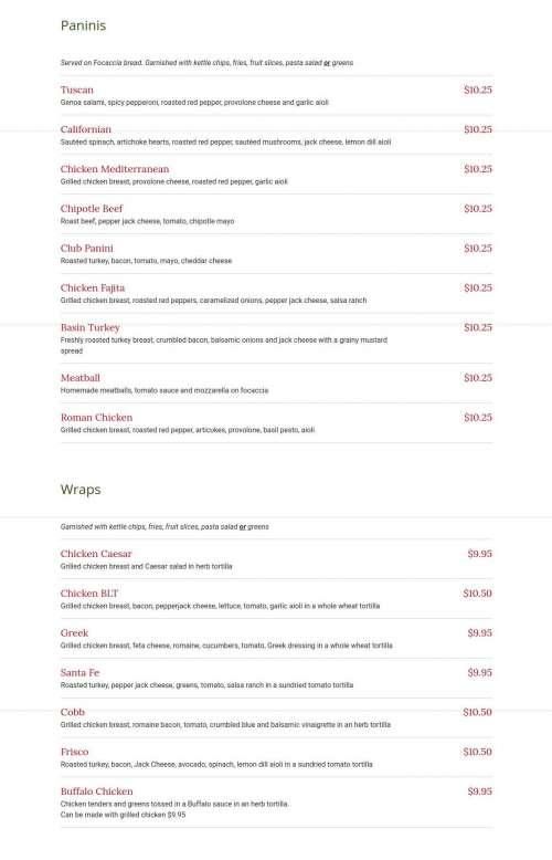 Fruit & Salad Co. menu in Pittsford, New York, USA