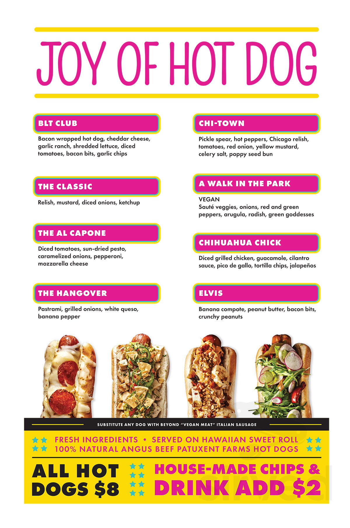 Joy Of Hot Dog menu in Las Vegas, Nevada, USA