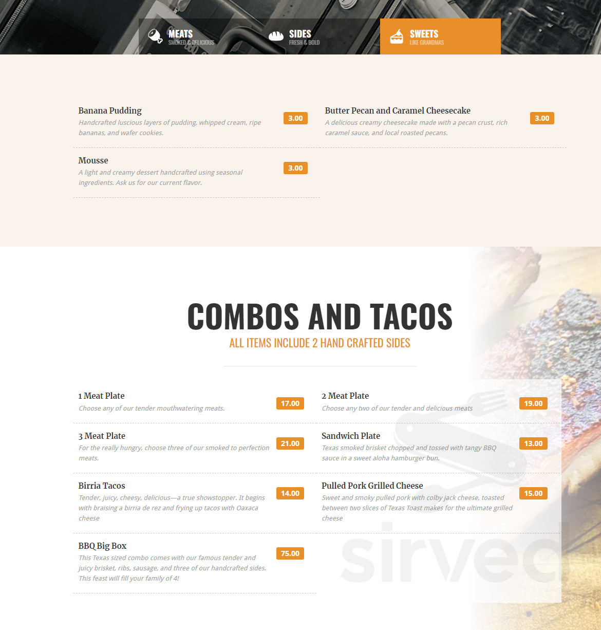 Cruz BBQ Company menus in Maypearl, Texas, United States