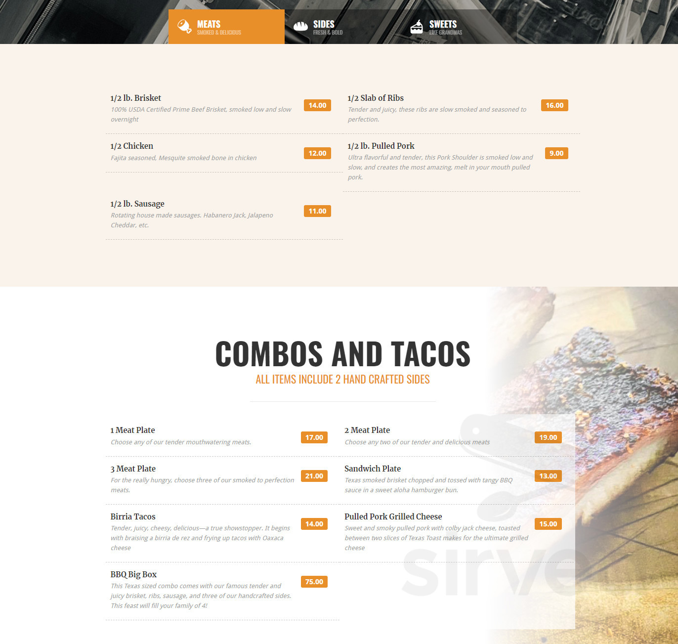 Cruz BBQ Company menus in Maypearl, Texas, United States