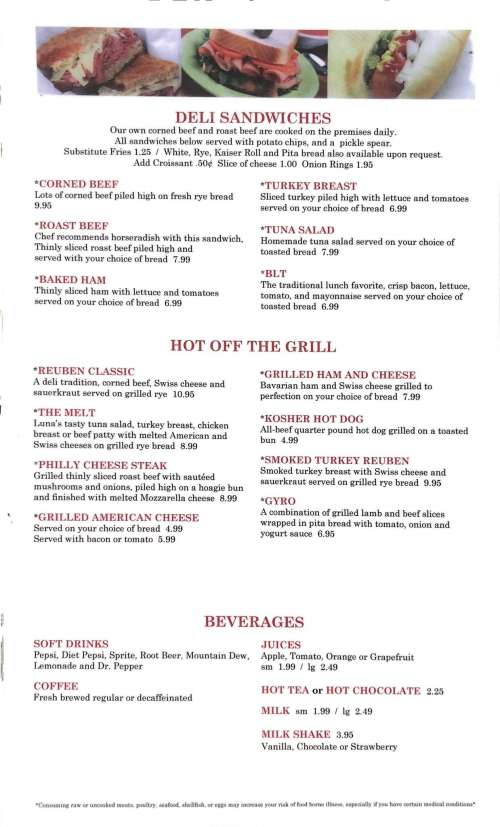 RUMA'S DELI & RESTAURANT menu in North Royalton, Ohio, USA