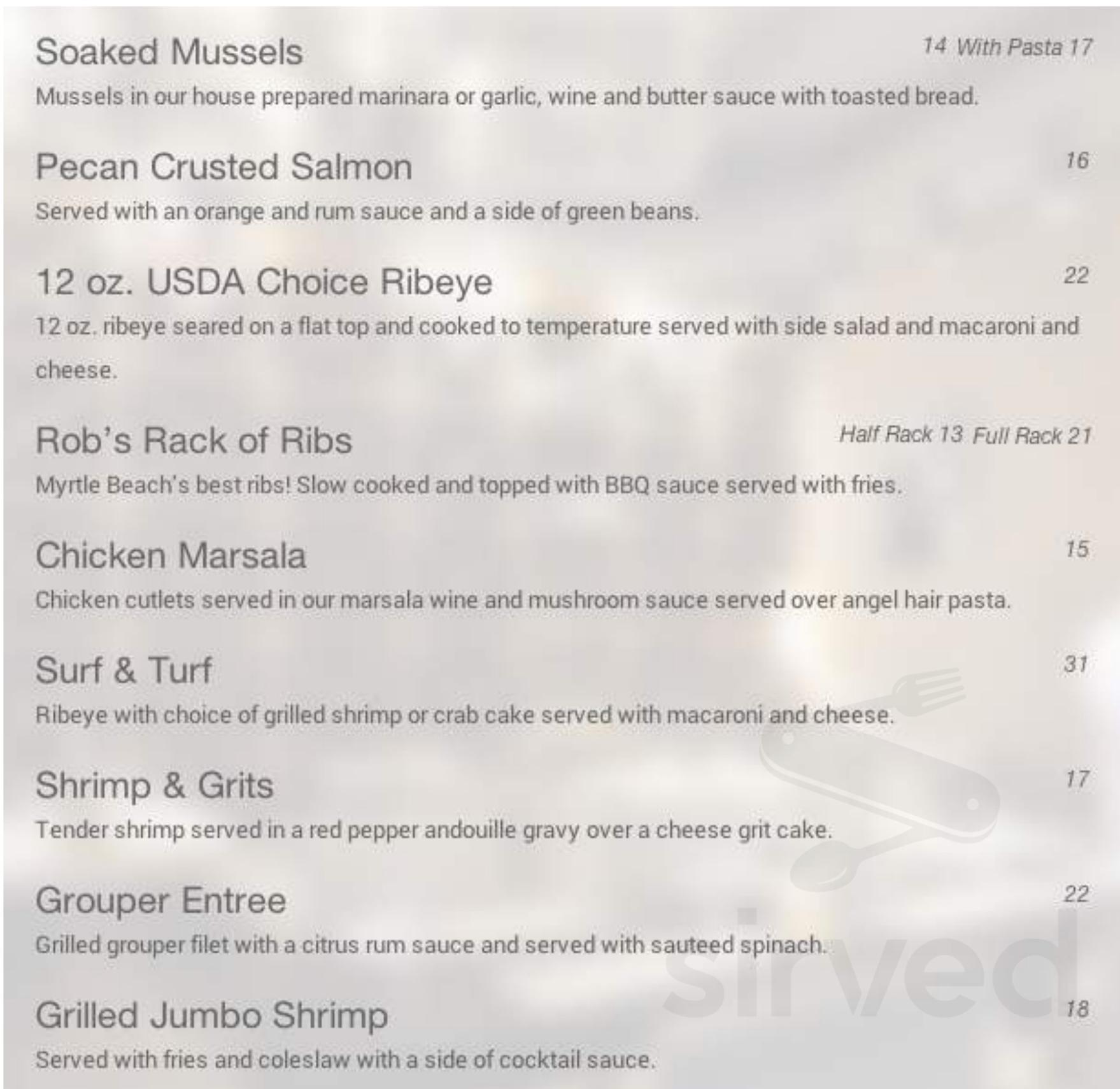 Brother Shuckers Bistro menu in Myrtle Beach, South Carolina, USA