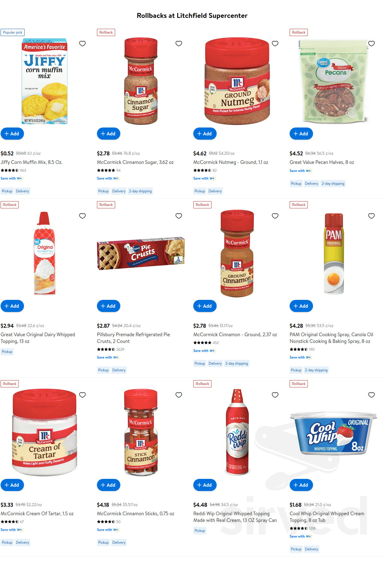 Walmart Bakery menu in Litchfield, Illinois, USA