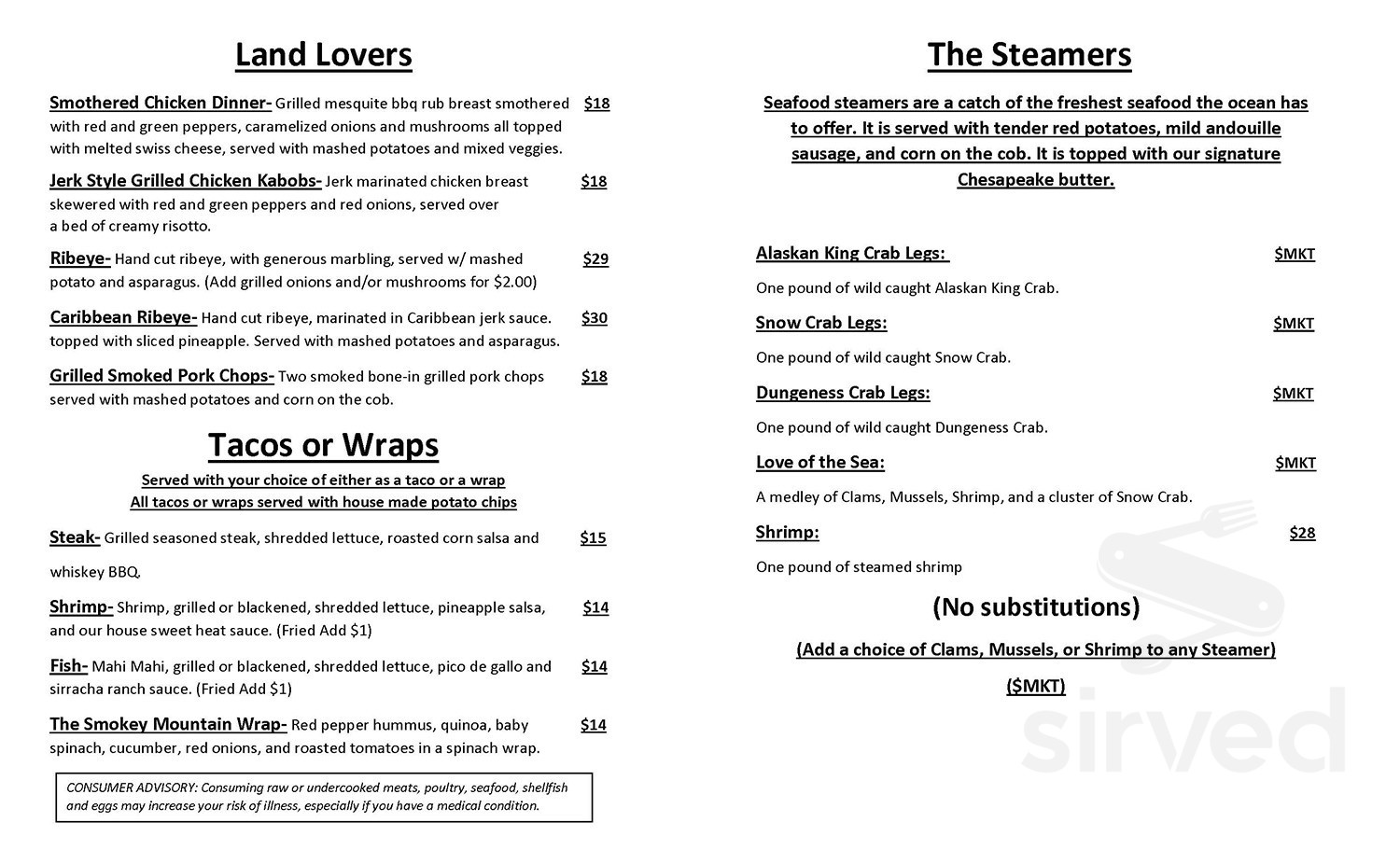 Harpoon Harry's Crab House - Pigeon Forge menu in Pigeon Forge