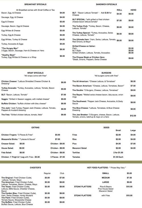 MASTIC SANDWICH CLUB menu in Mastic, New York, USA