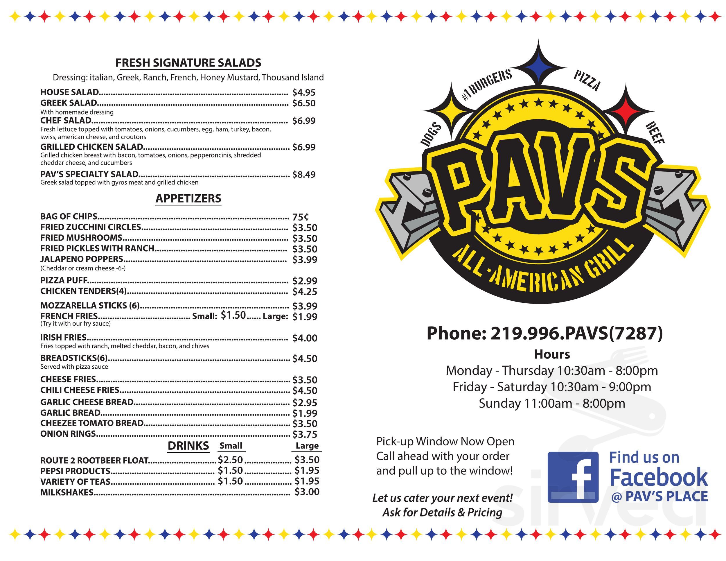 Pav's Restaurant menu in Hebron, Indiana, USA