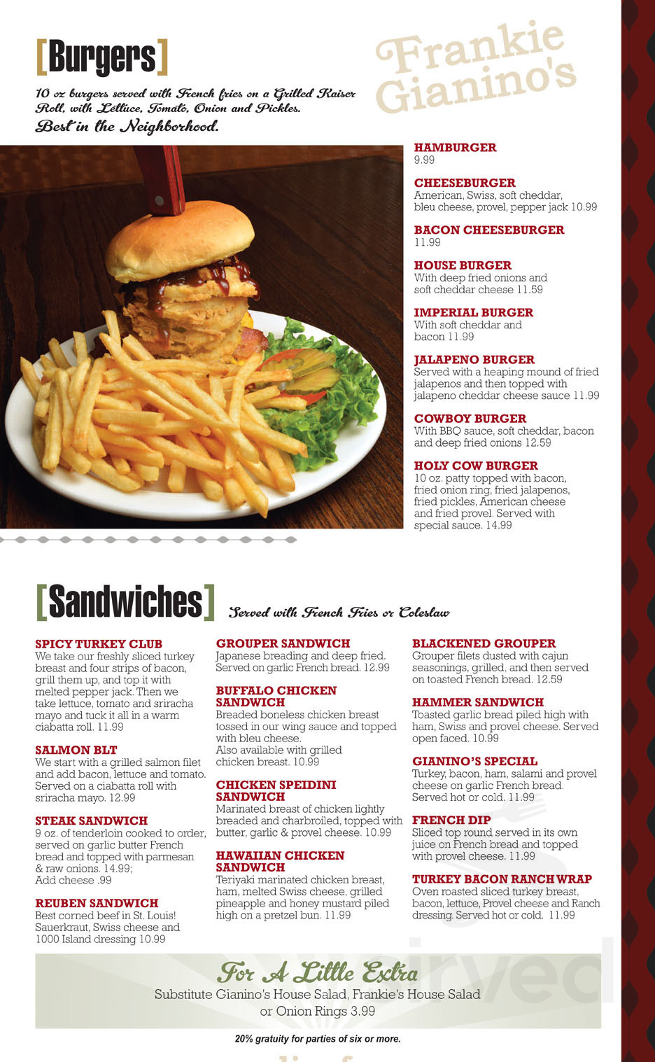 Frankie Gianino's menu in Imperial, Missouri, USA