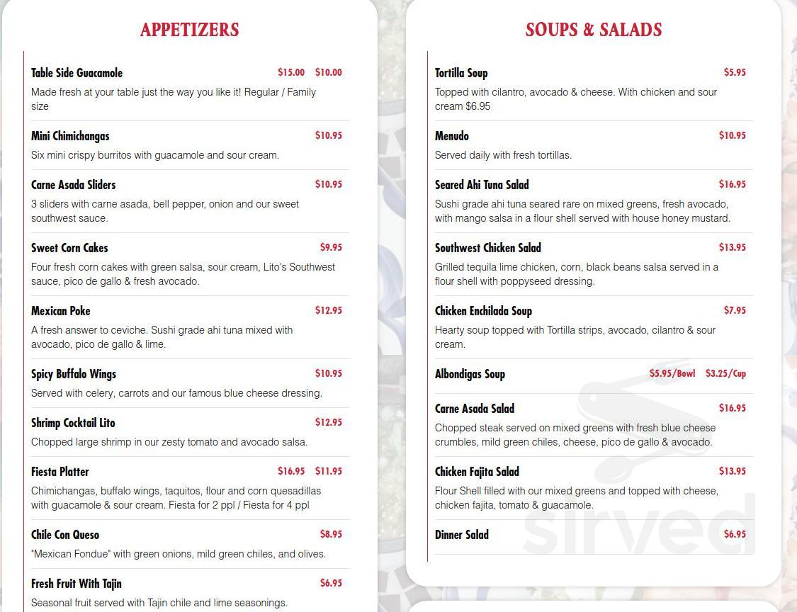 Menu - Tujunga CA's Joselito's Mexican Food Tujunga | Sirved
