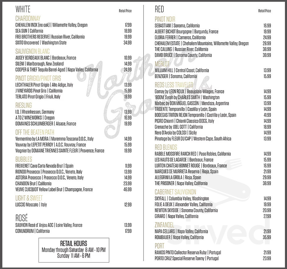 Northern Grounds drink menu in Ely, Minnesota