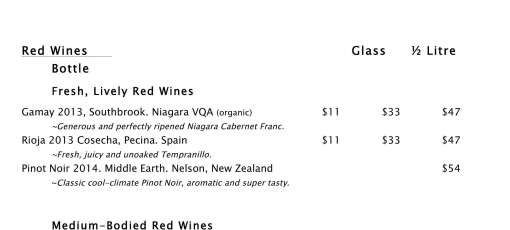 Canal Ritz Menu - Ottawa, Ontario | Sirved