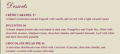Canal Ritz Menu - Ottawa, Ontario | Sirved