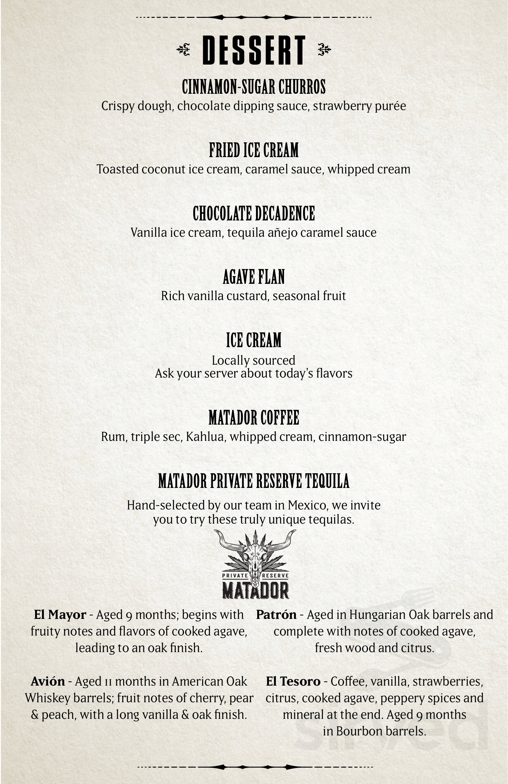 Matador Tacoma menu in Tacoma, Washington, USA
