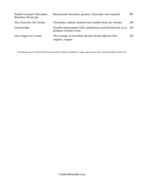 Vinifera Bar and Restaurant menu in Cuyahoga Falls