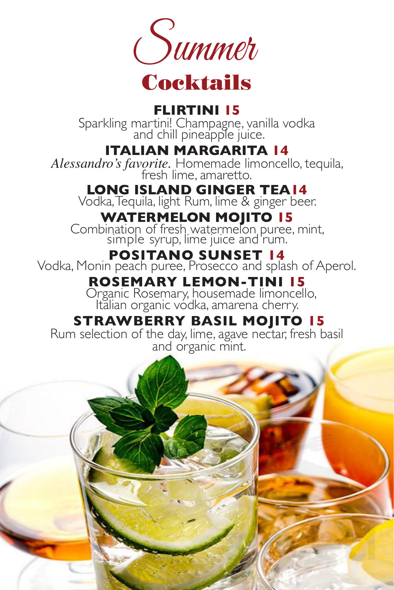 Alessa by Chef Pirozzi menu in Laguna Beach, California