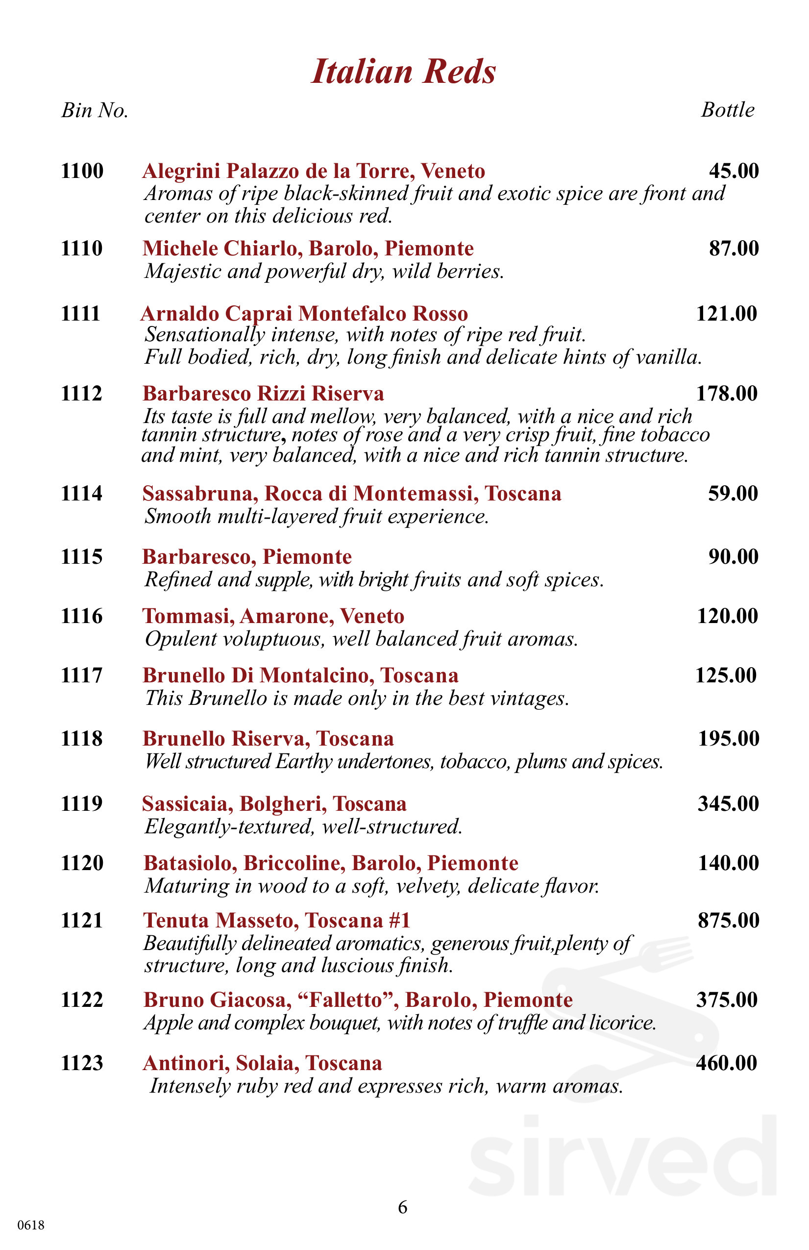 Alessa by Chef Pirozzi menu in Laguna Beach, California