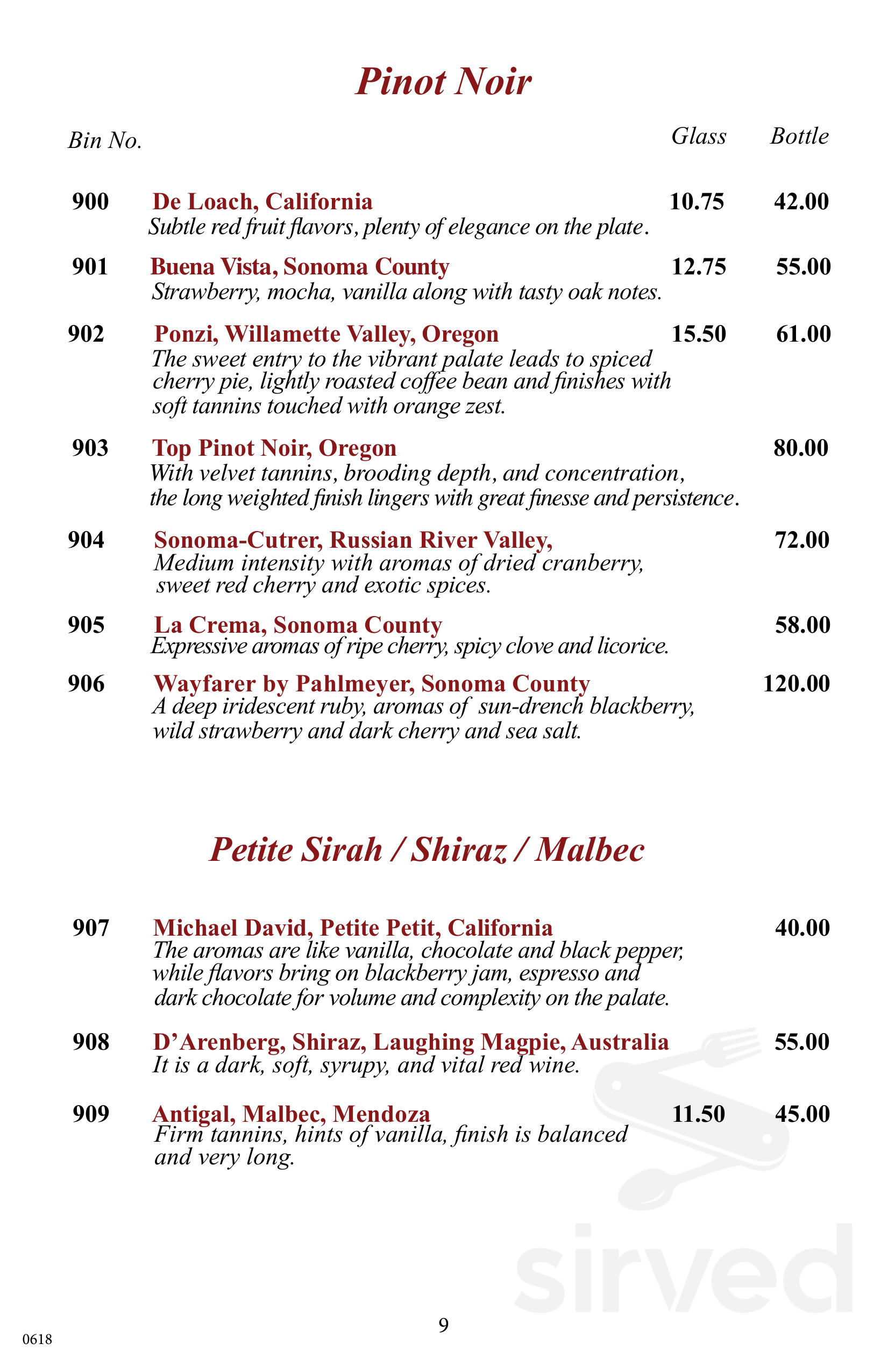 Alessa by Chef Pirozzi menu in Laguna Beach, California