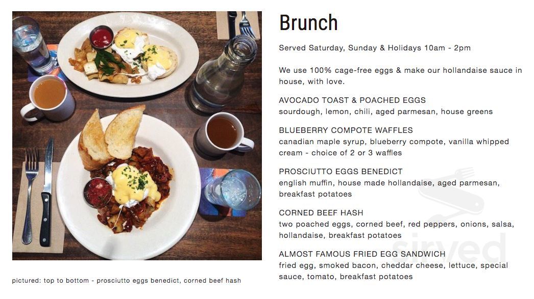 Browns Socialhouse Marlborough menu in Calgary, Alberta, Canada