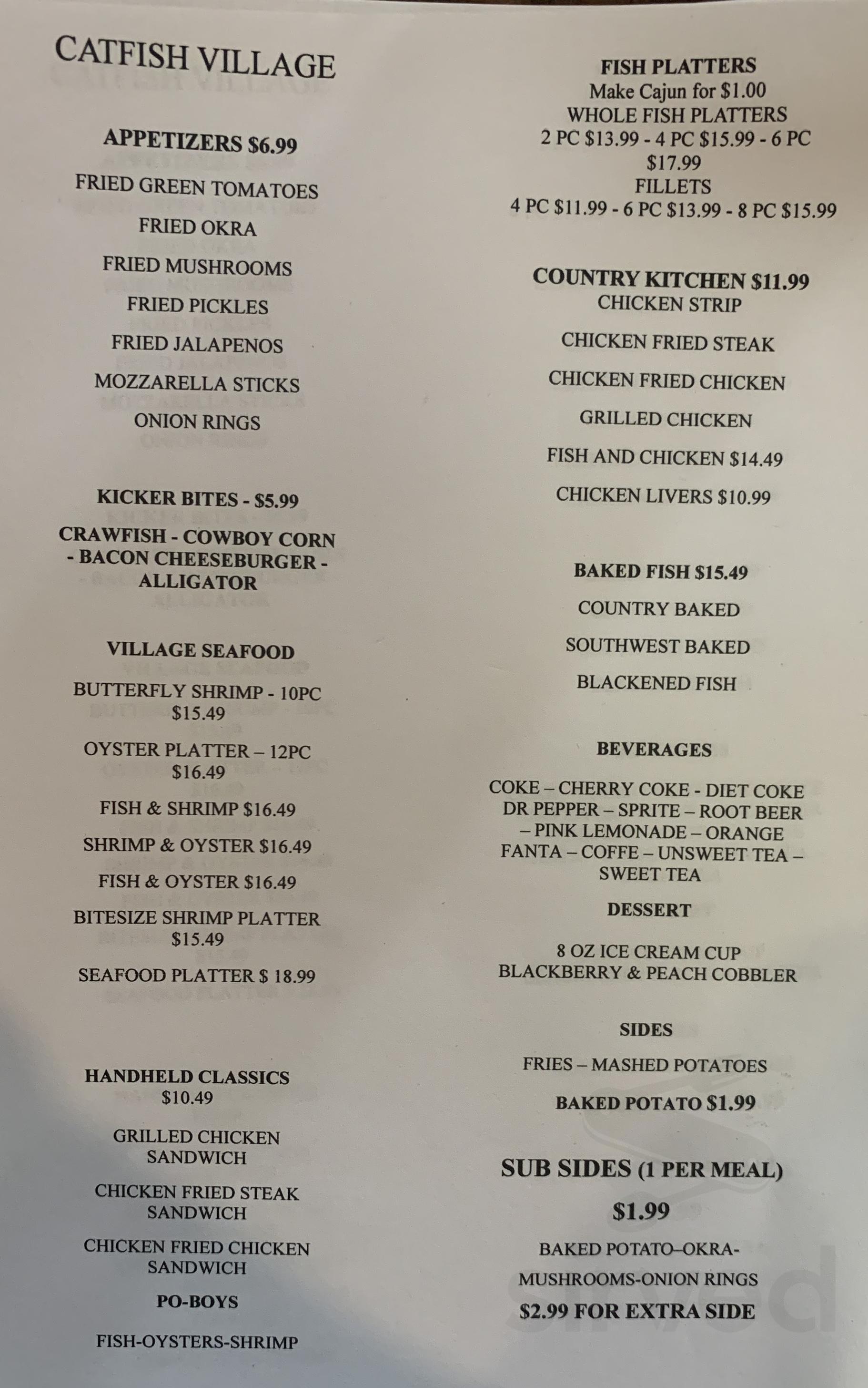 Catfish Village of Waskom menus in Waskom, Texas, United States
