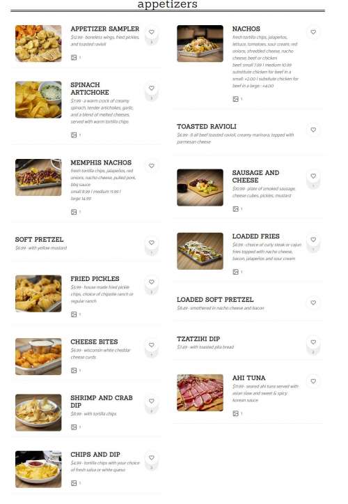 Mojos menu in Dyersburg, Tennessee, USA