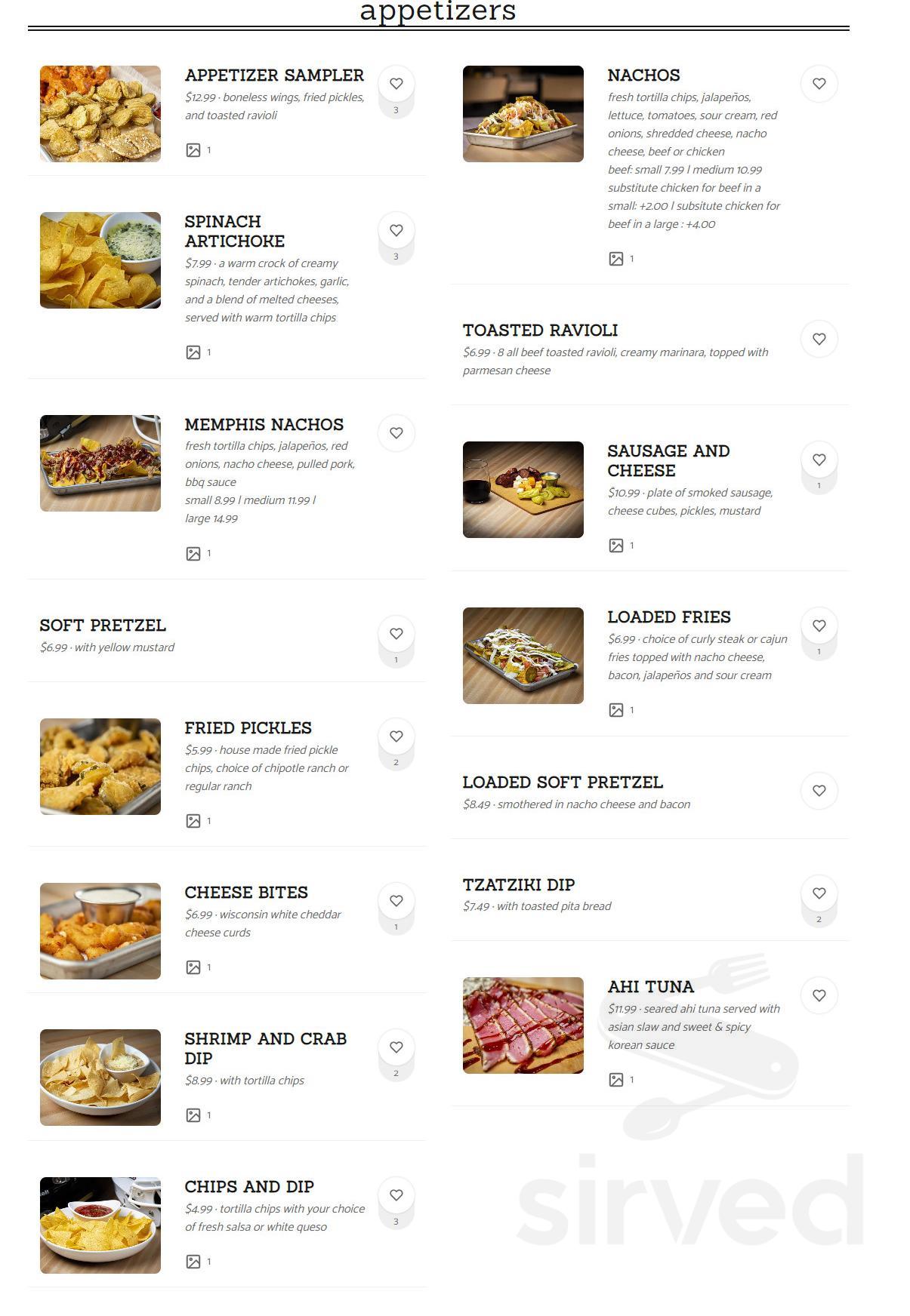 Mojos menu in Dyersburg, Tennessee, USA