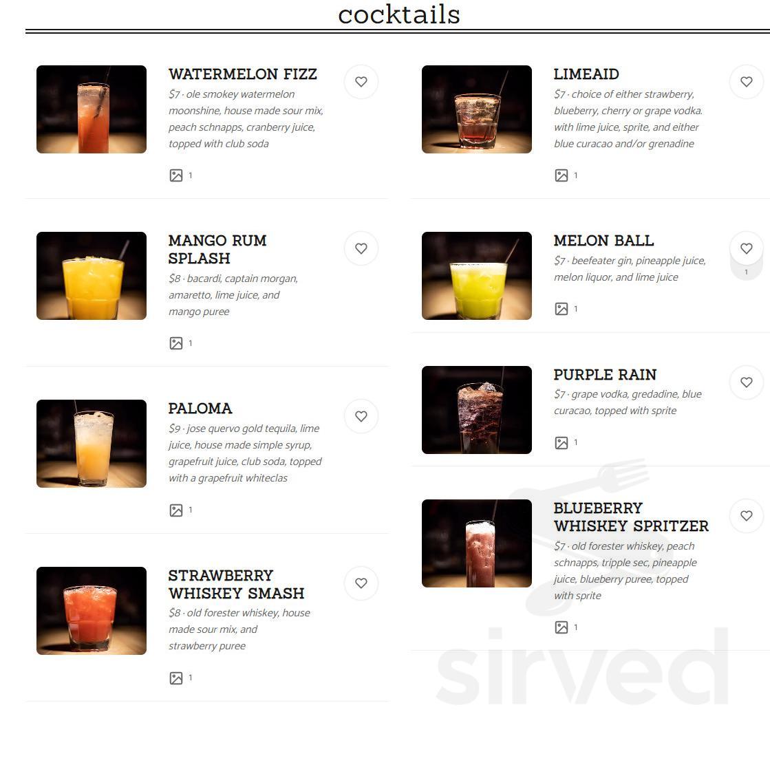 Mojos menu in Dyersburg, Tennessee, USA