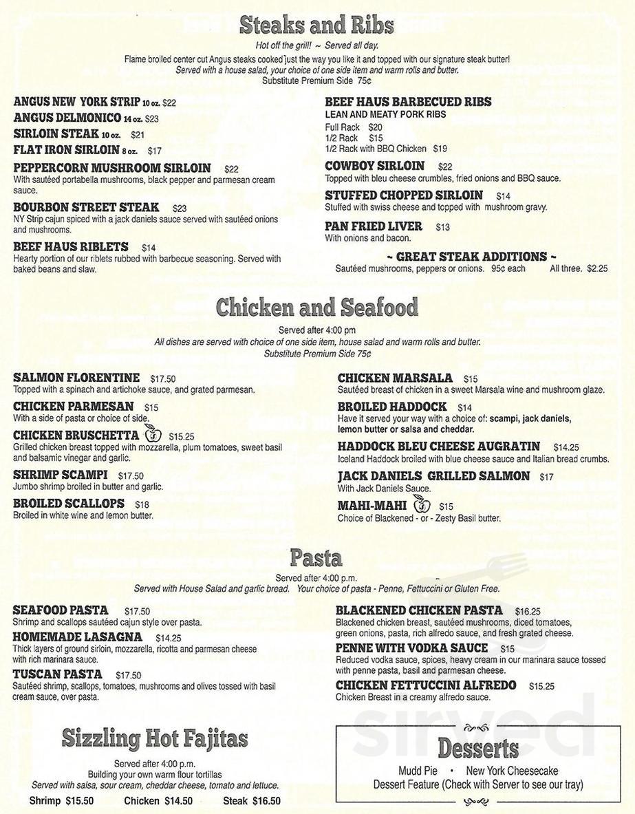 Beef Haus menu in Wellsville, New York, USA