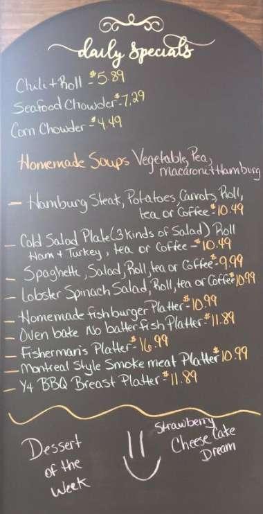 Cafe Chez Wes menu in Campbellton, New Brunswick, Canada