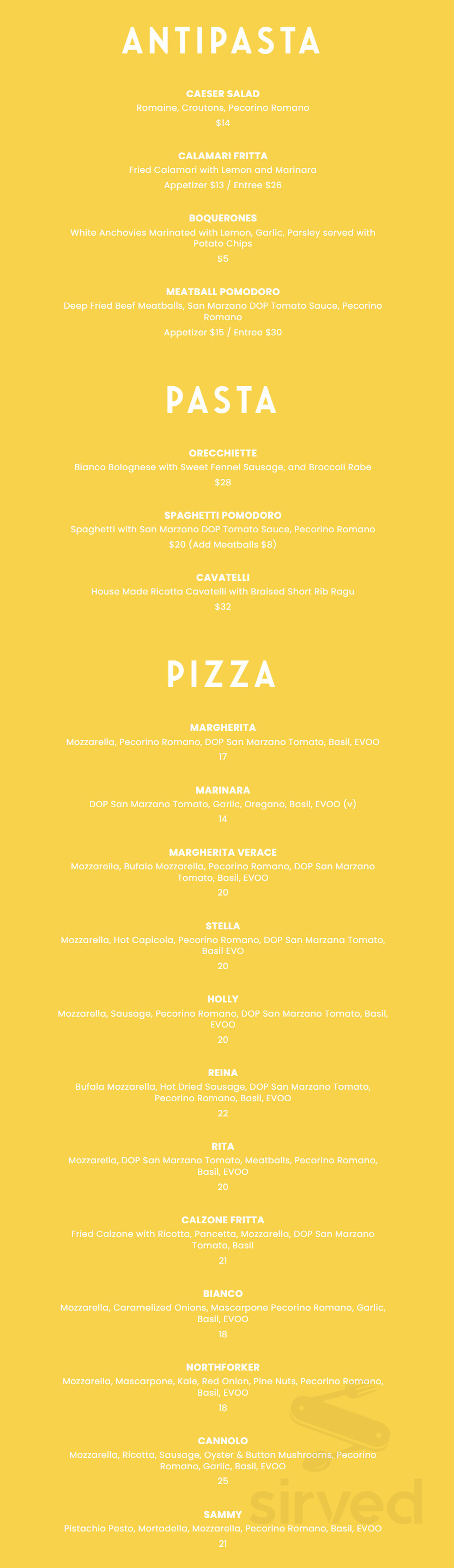 Pizza Rita menu in Mattituck, New York, USA