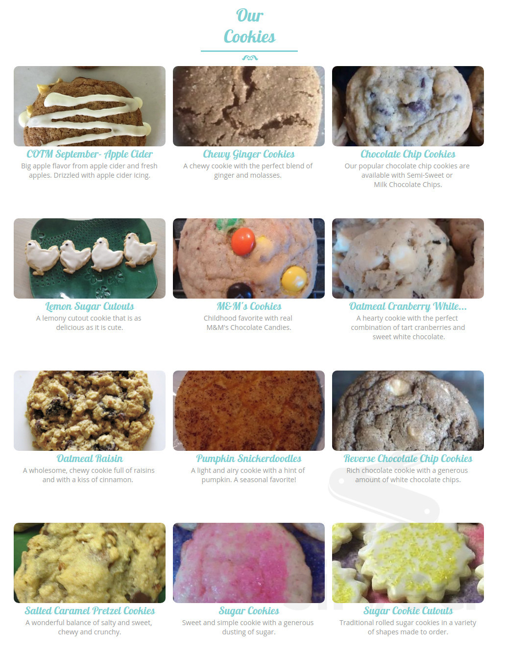 Hens & Chicks Cookie Company menu in Hopedale, Massachusetts