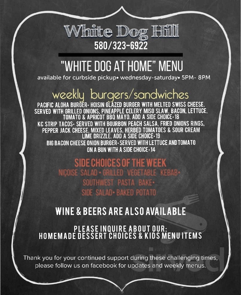 White Dog Hill Restaurant menus in Clinton, Oklahoma, United States