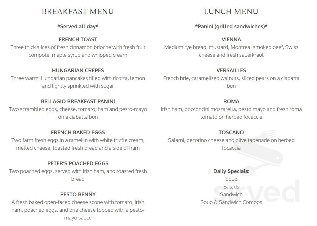 Tonollis Deli menu in Victoria, British Columbia