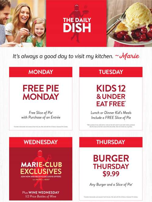 Marie Callender's Restaurant &amp; Bakery menu in Westminster, California, USA