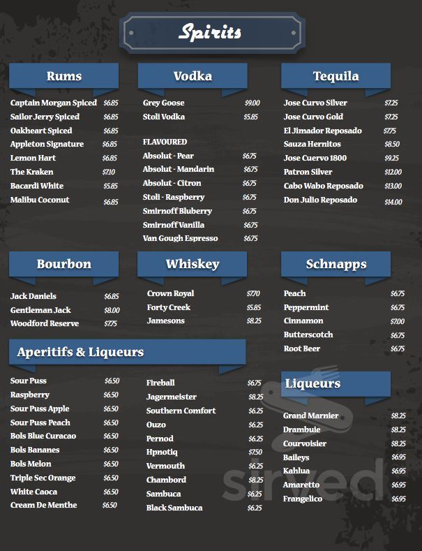 Black Swan Pub & Liquor Store drink menu in Shawnigan Lake, British Columbia