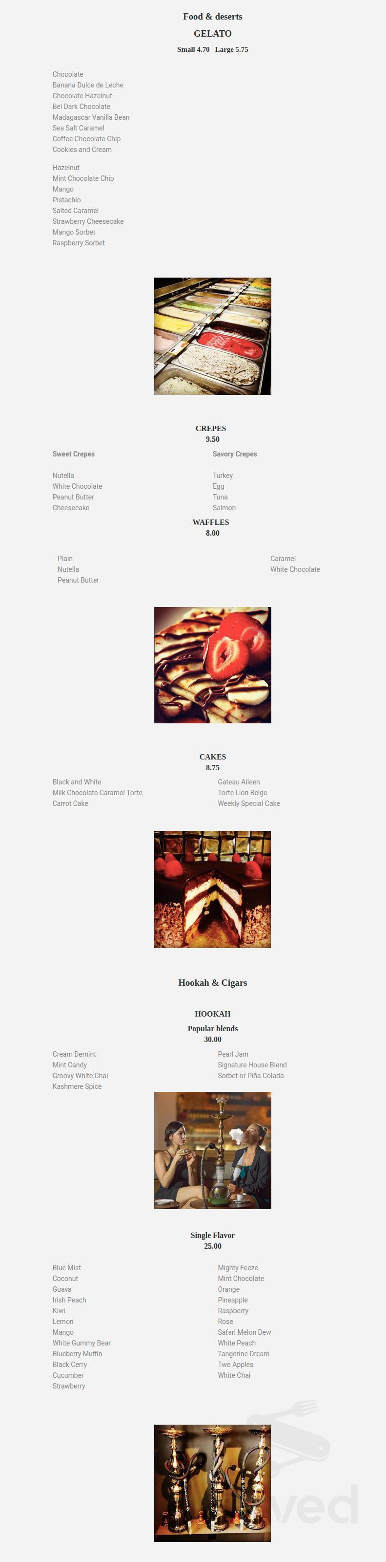 Gran Havana Cigar & Hookah Lounge menu in San Diego, California, USA