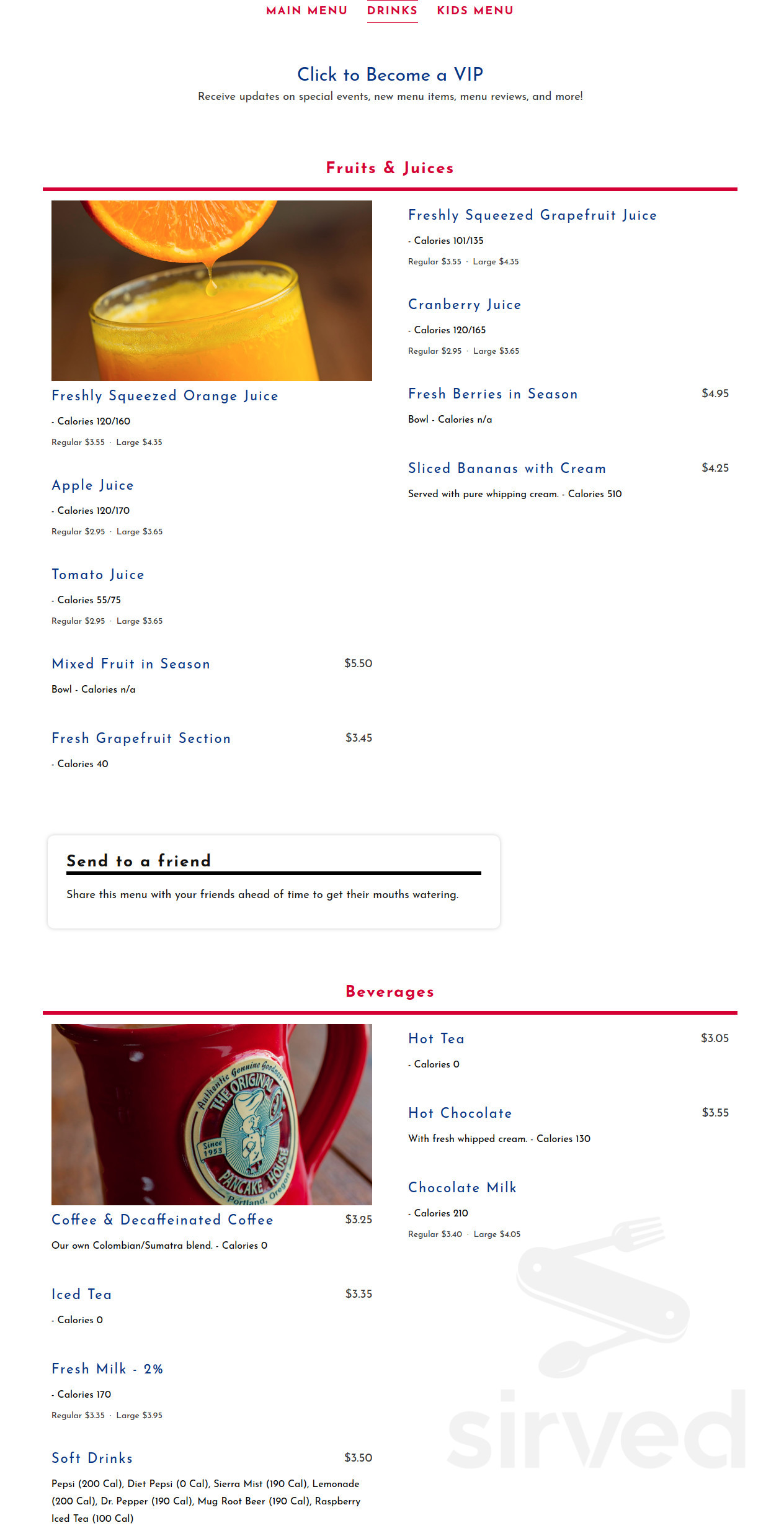 The Original Pancake House Norco menu in Norco, California, USA