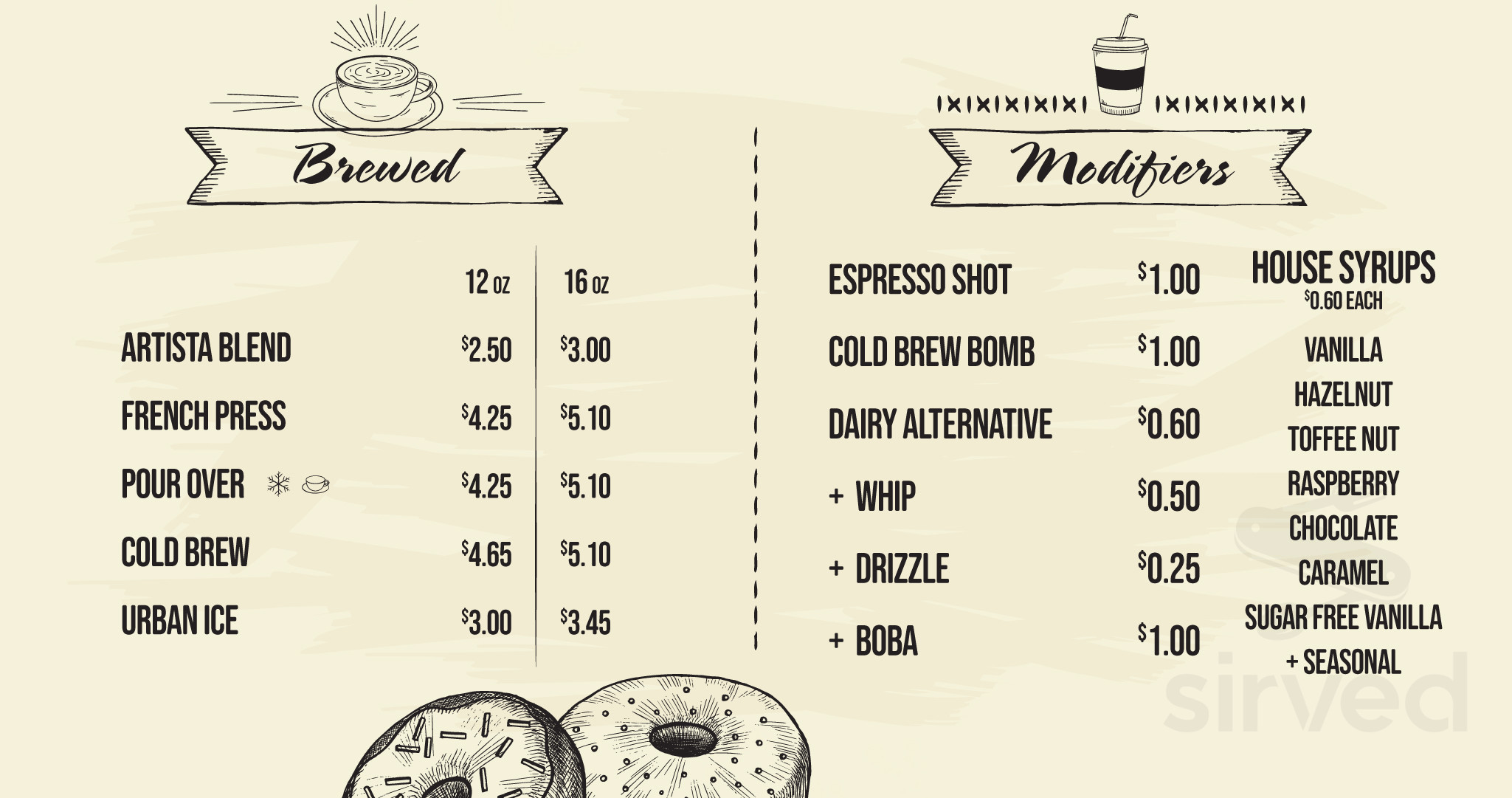 Coffee Artista menu in Mission, Texas, USA