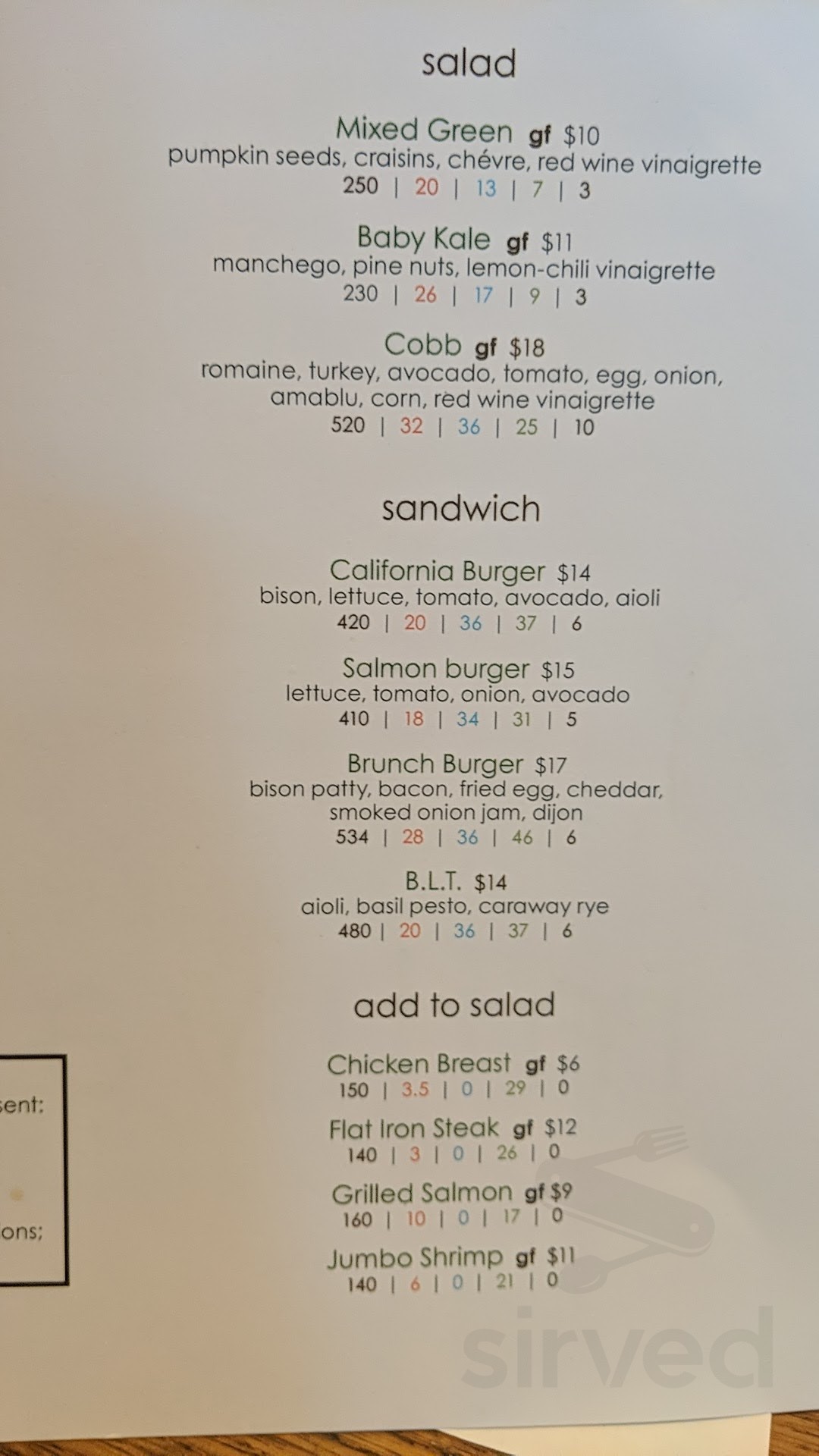 Mill Valley Kitchen menu in St Louis Park, Minnesota, USA