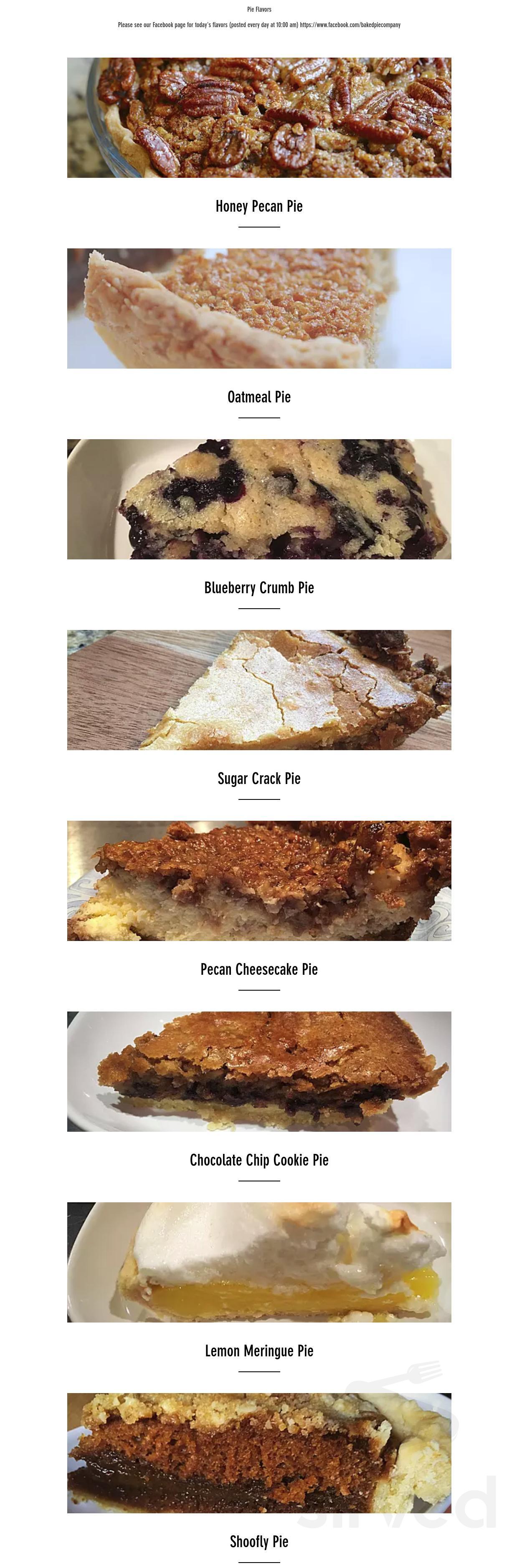 Baked Pie Company Woodfin menu in Woodfin, North Carolina, USA