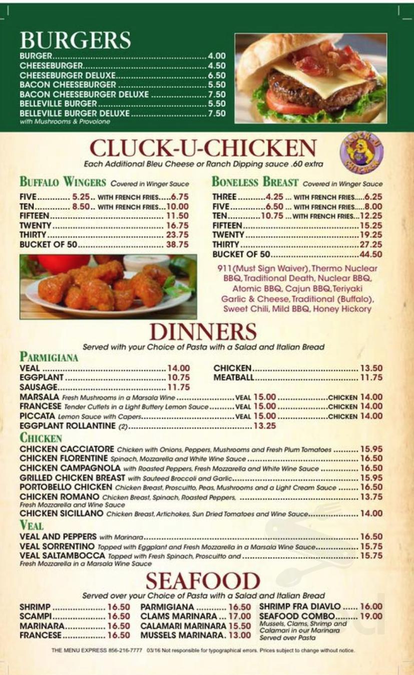 Belleville Pizza menu in Belleville, New Jersey, USA