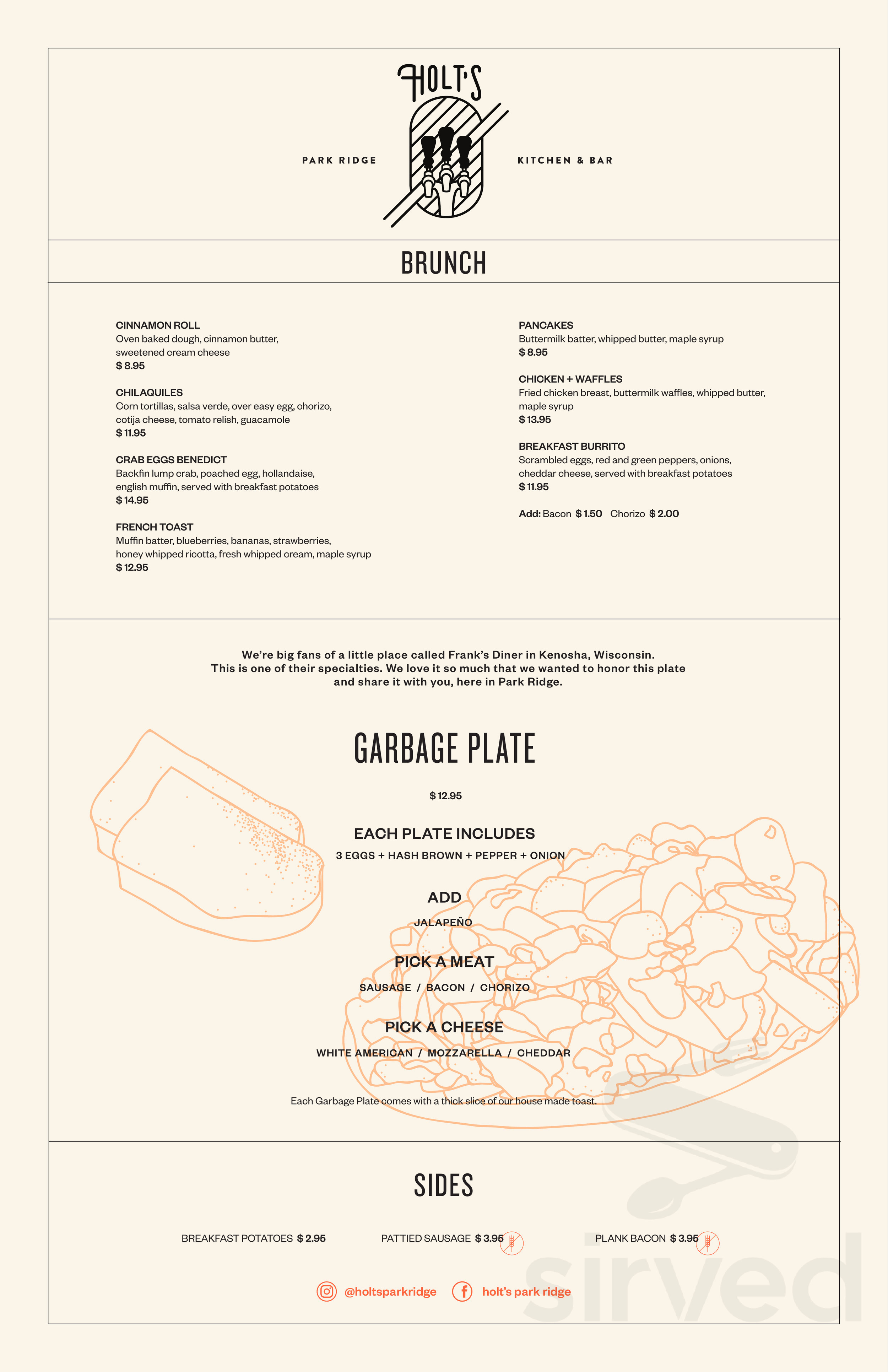 Menu for Holt's in Park Ridge, IL | Sirved