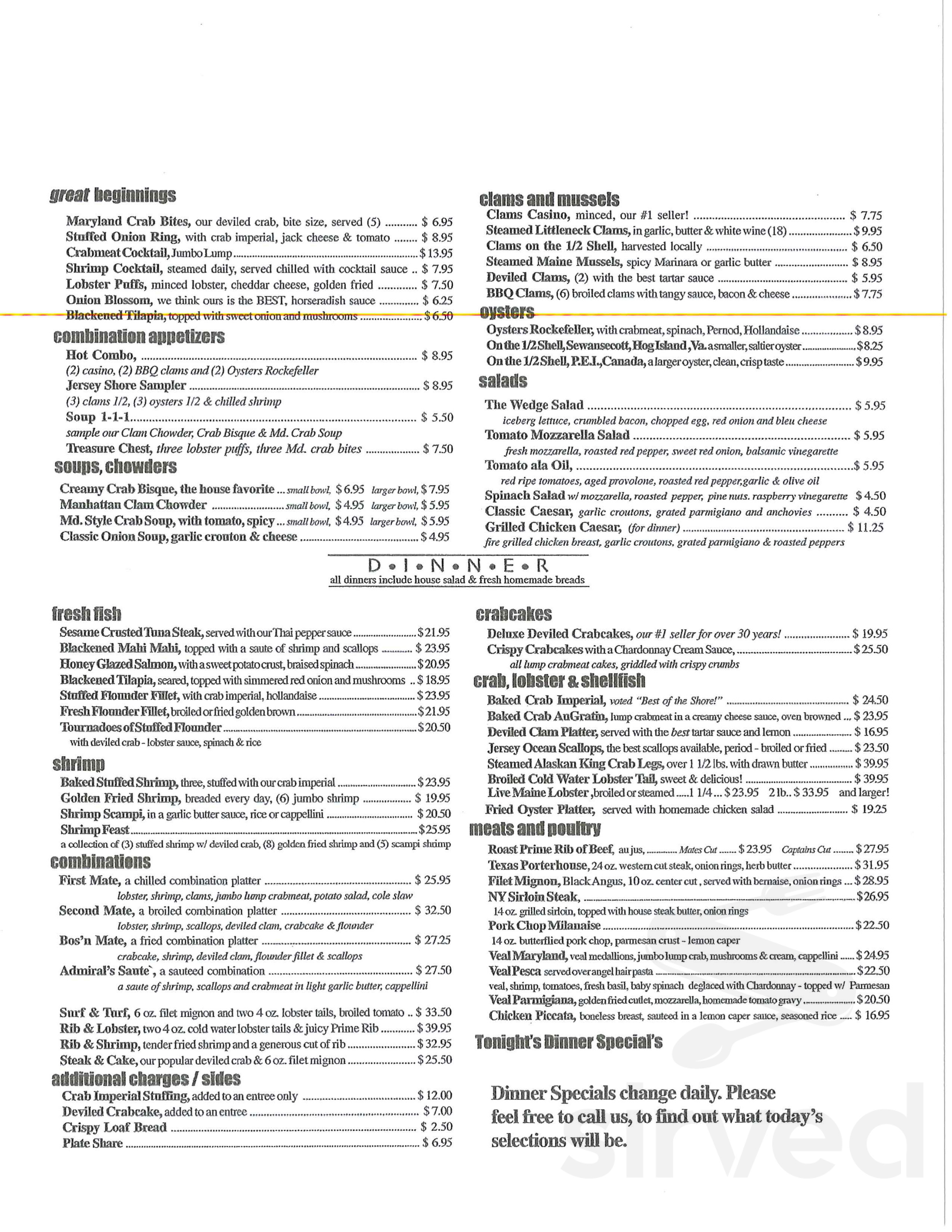 Crabby Jack's menus in Somers Point, New Jersey, United States