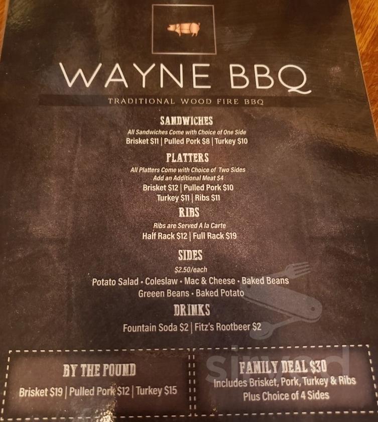 Menu for WAYNE BBQ in Hannibal, MO | Sirved