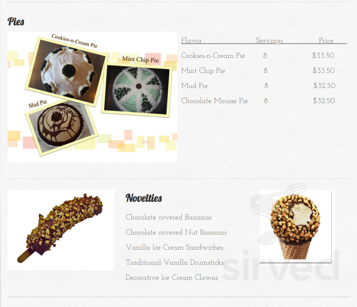 Silbermann's Ice Cream menu in San Rafael, California, USA