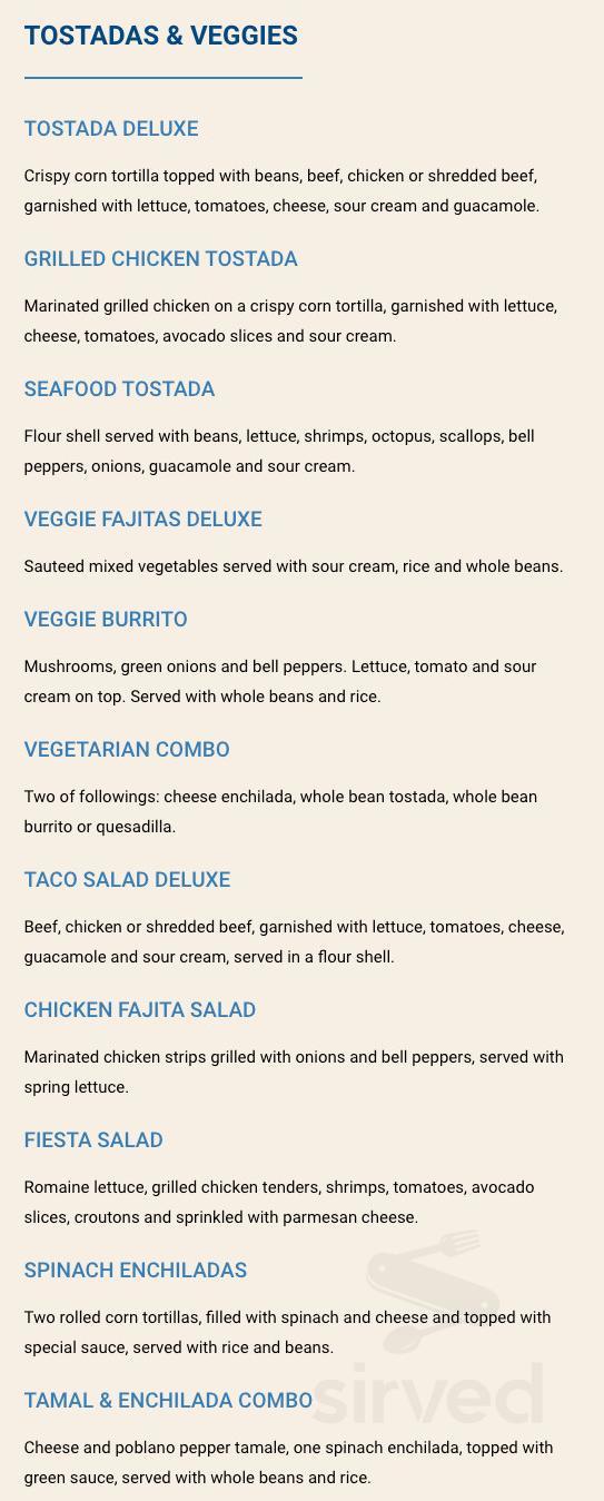 Fiesta Mexicana Restaurant menu in Farmington, New Mexico, USA