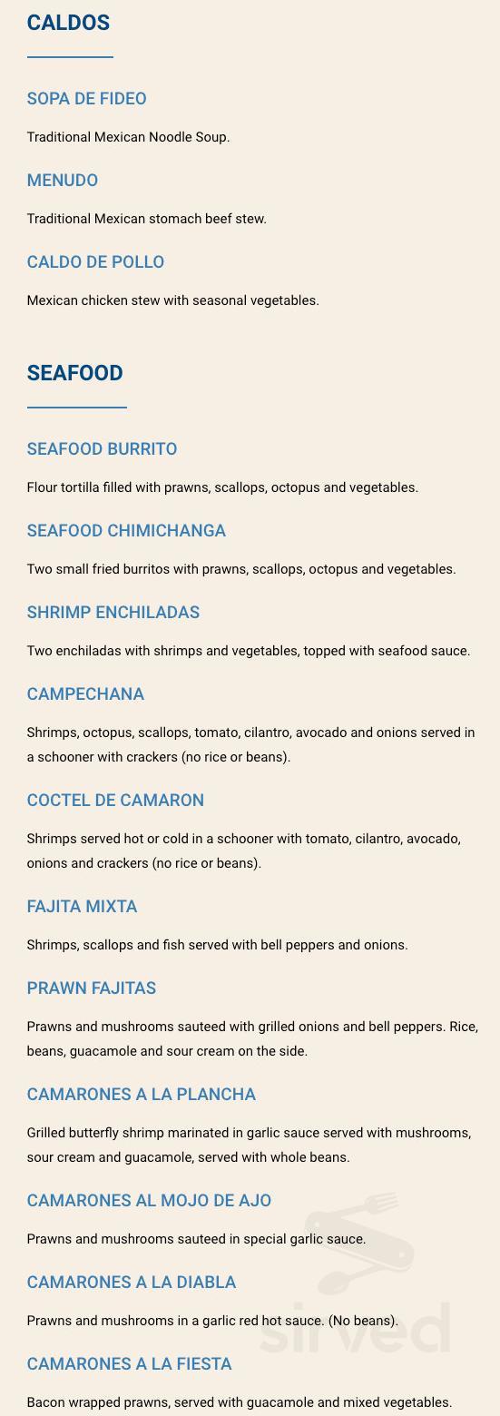 Fiesta Mexicana Restaurant menu in Farmington, New Mexico, USA