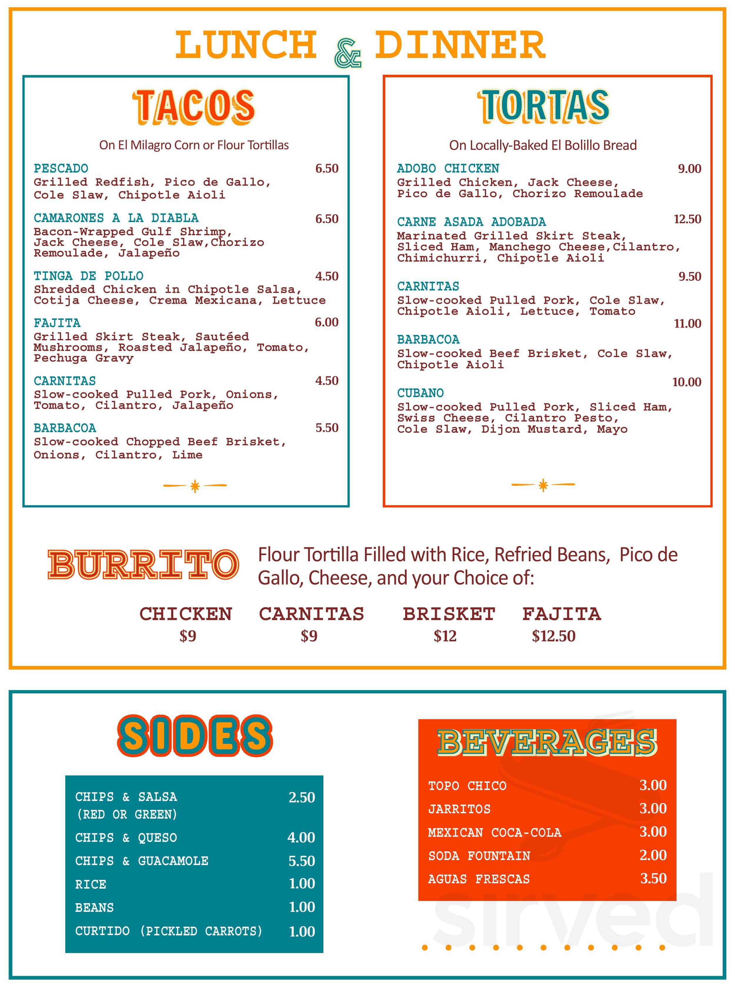 Menu for Mama Ninfa&amp;#39;s Tacos Y Tortas in Houston, TX | Sirved